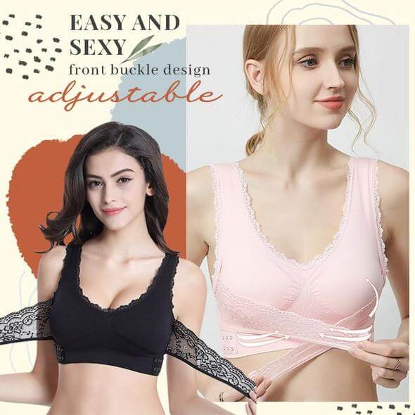 Women's Seamless Lace Bra Comfortable Wireless Daily Bralette with  Removable Pads - Black_XL